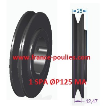 poulie fonte 1 spa Øp125 pour moyeu amovible 1610