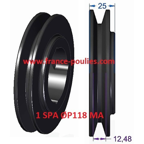 poulie fonte 1 spa Øp118 pour moyeu amovible 1610