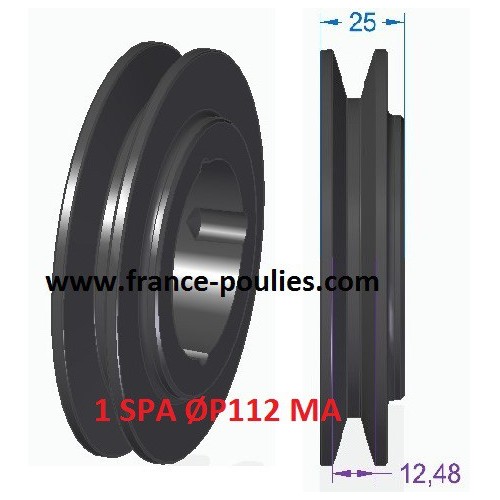 poulie fonte 1 spa Øp112 pour moyeu amovible 1610