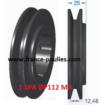 poulie fonte 1 spa Øp112 pour moyeu amovible 1610