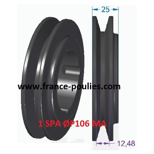 poulie fonte 1 spa Øp106 pour moyeu amovible 1610