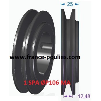 poulie fonte 1 spa Øp106 pour moyeu amovible 1610