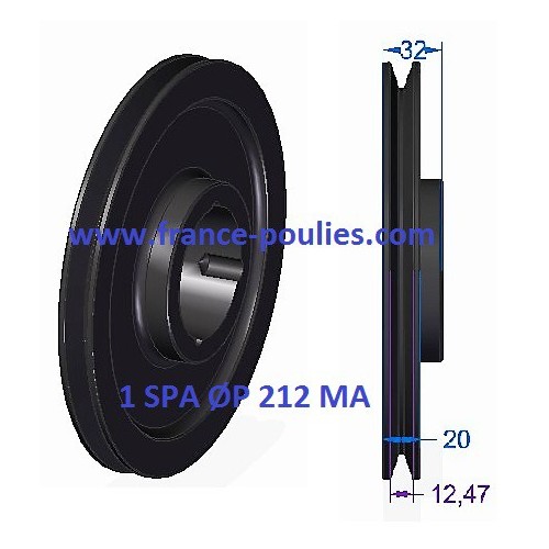 poulie fonte 1 spa Øp212 pour moyeu amovible 1610