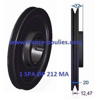 poulie fonte 1 spa Øp212 pour moyeu amovible 1610
