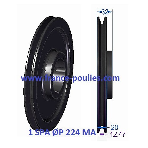 poulie fonte 1 spa Øp224 pour moyeu amovible 
