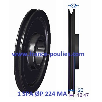 poulie fonte 1 spa Øp224 pour moyeu amovible 