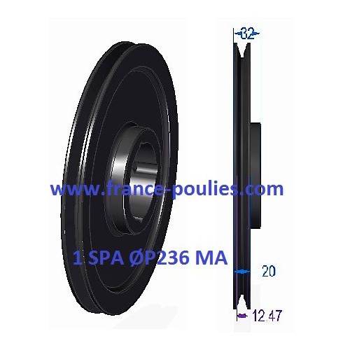 poulie fonte 1 spa Øp236 pour moyeu amovible 