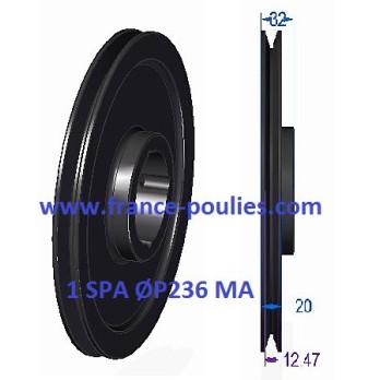 poulie fonte 1 spa Øp236 pour moyeu amovible 