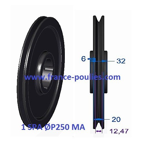 poulie fonte 1 spa Øp250 pour moyeu amovible 
