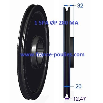poulie fonte 1 spa Øp280 pour moyeu amovible 