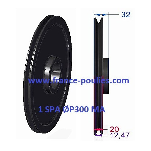 poulie fonte 1 spa Øp300 pour moyeu amovible 