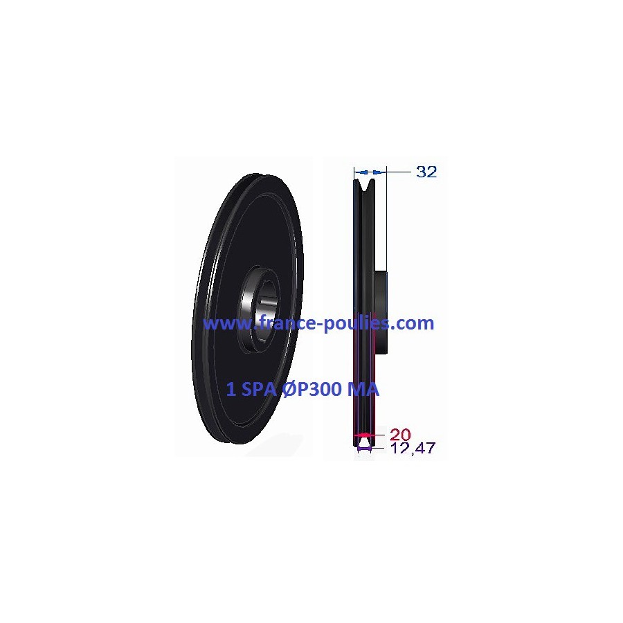 poulie fonte 1 spa Øp300 pour moyeu amovible 