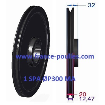 poulie fonte 1 spa Øp300 pour moyeu amovible 