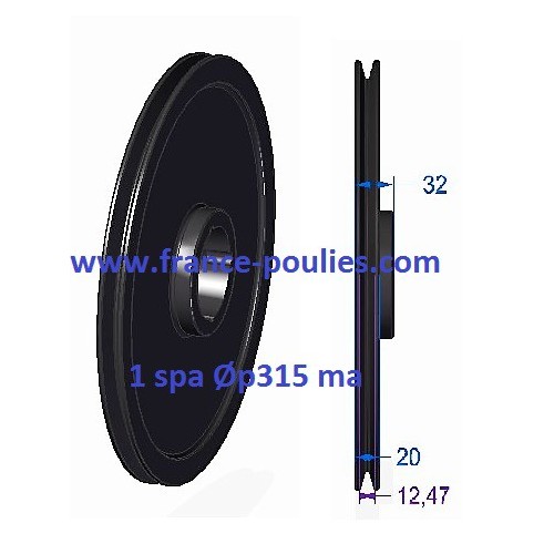 poulie fonte 1 spa Øp315 pour moyeu amovible 2012