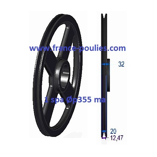 poulie fonte 1 spa Øp355 pour moyeu amovible 2012