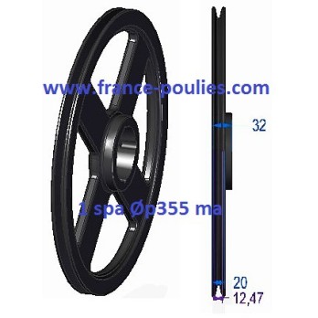 poulie fonte 1 spa Øp355 pour moyeu amovible 2012