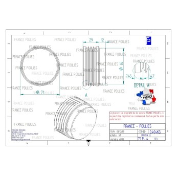 POULIE POLY-V ALU Øext 71 PL 4 DENTS