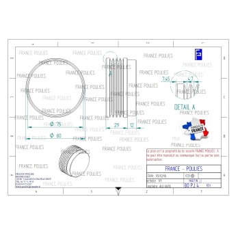 POULIE POLY-V ALU Øext 80 PL 4 DENTS