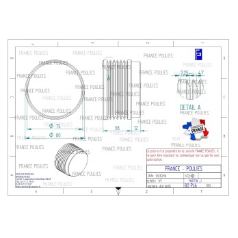 POULIE POLY-V ALU Øext 80 PL 6 DENTS