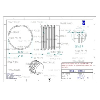 POULIE POLY-V ALU Øext 80 PL 8 DENTS