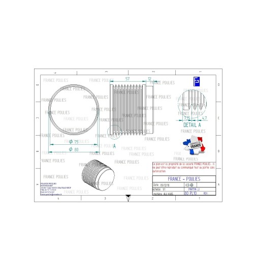 POULIE POLY-V ALU Øext 80 PL 10 DENTS