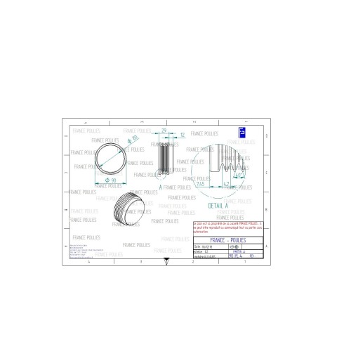 POULIE POLY-V ALU Øext 90 PL 4 DENTS