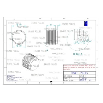 POULIE POLY-V ALU Øext 90 PL 10 DENTS