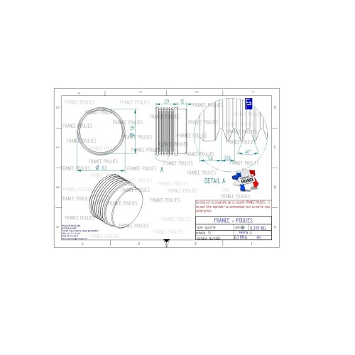 POULIE POLY-V ALU Øext 63 PK 6 DENTS