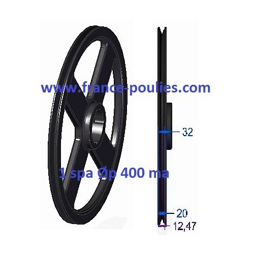 poulie fonte 1 spa Øp 400 pour moyeu amovible 