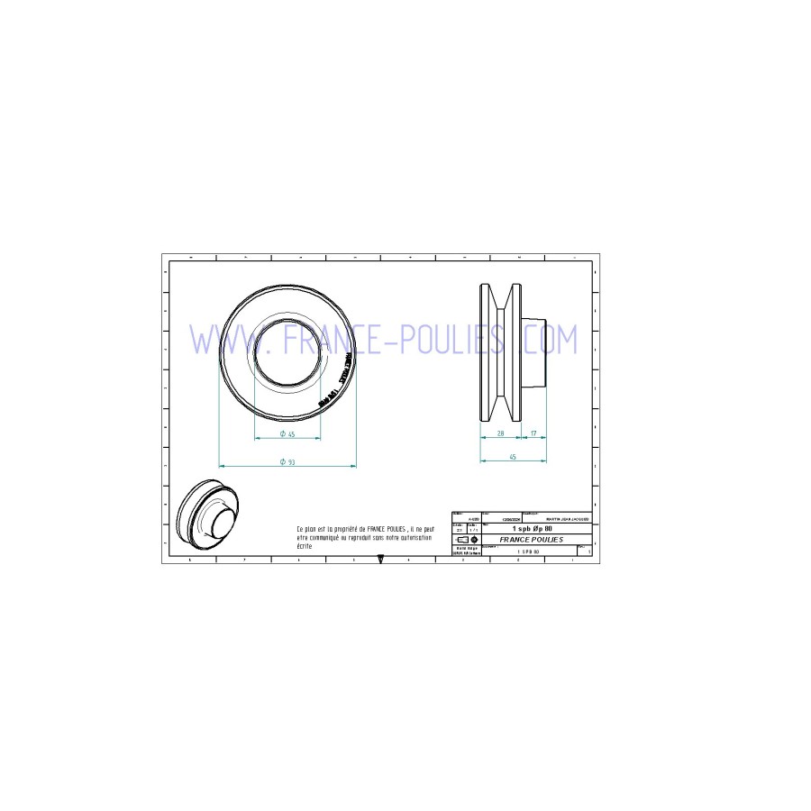 poulie alu  1 SPB ØP 80